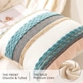 thumbnail image 2 of SUSIELADY Boho Throw Pillow Covers 18x18 Set of 2 Farmhouse Decorative Cushion Cases Chenille Striped Neutral Square Accent Pillowcases for Sofa Couch Bed, Blue, 2 of 6