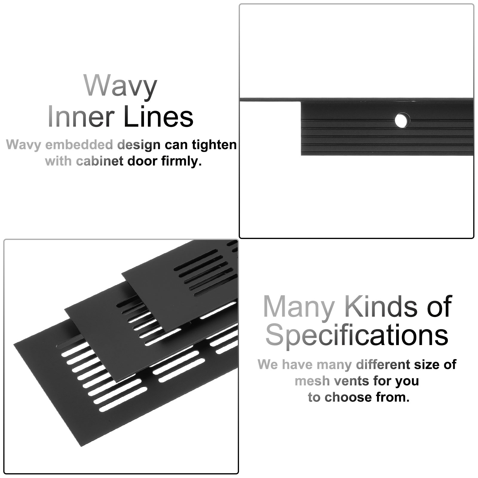 Uxcell 1 Set Rectangle Ventilation Grille, Aluminum 450x60mm Black