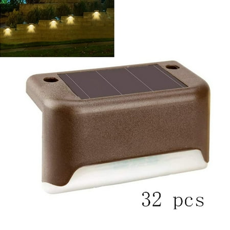 

Ledander 32 Pack Warm White Solar Stair Lamp Outdoor Fence Light Garden Lights Pathway Yard Patio Steps Lamps Solar Night Light IP55 Waterproof(Brown)