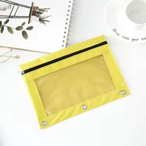Pencil Pouch for 3 Ring Binder, 3-Holes Zipper Pencil Pouches, Sturdy and Durable Cloth Pencil Case with Clear Window Big Capacity 3 Ring Binder Pencil Bag with 3 Reinforced Grommets