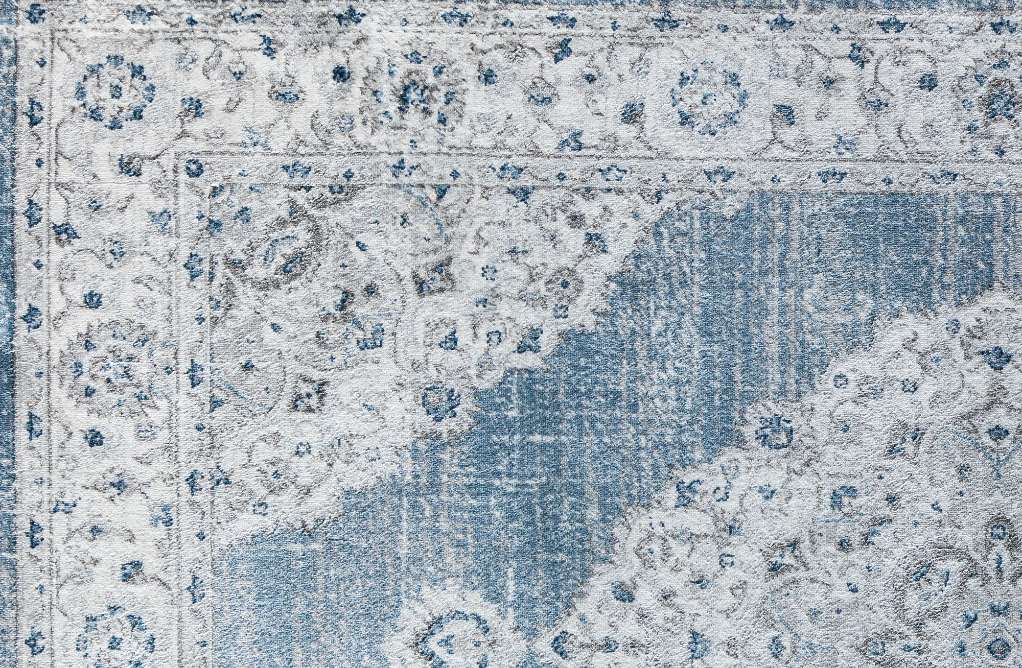 Rugs America Silas SM30E Blue Haze Abstract Vintage White Area Rug, 2'6" x 4'
