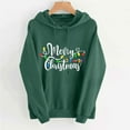 thumbnail image 2 of Drawstring Hoodie for Women Merry Christmas Outfits Letter Printed Casual Loose Hooded Sweatshirt with Front Pocket (L, Green 02), 2 of 6
