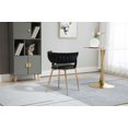 thumbnail image 4 of Velvet Dining Chairs Set of 2, Upholstered Open-back Side Chairs with Golden Metal Frame, Mid-century Accent Chairs with Woven Back for Dining Room Kitchen Vanity Living Room, Black, 4 of 9