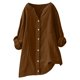 thumbnail image 3 of Manga larga blanca,Blusa tipo túnica de lino con cuello en V para mujer, manga larga, corte holgado y bolsillo, top informal de verano, sopatenor, 3 of 9