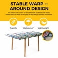 thumbnail image 4 of Blue Spring Floral Table Cloths for 5 Foot Rectangle Tables, Pink Flowers Butterfly Wooden Watercolor Patio Waterproof Elastic Fitted Tablecloths, Washable Rectangular Table Cover for Camping, 4 of 8