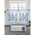 thumbnail image 2 of Blue Leaf Tier Curtains 36 Inch Length,Sheer Curtains for Bedroom Living Room Window Watercolor Country Plant Monochrome Branch Voile Drapes Kitchen Curtains Small Half Window 27.5"x36" 2 Panels, 2 of 7