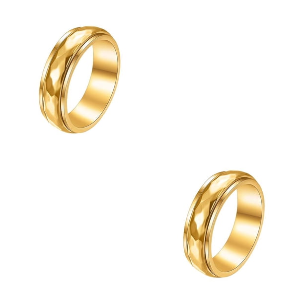 Minnieouse Anillo Titanio Acero Moda Ligero Anillos de dedo Polaco Robusto Tamaño pequeño Joyería Regalo Adulto Festival 9 Oro 9 oro 2piezas