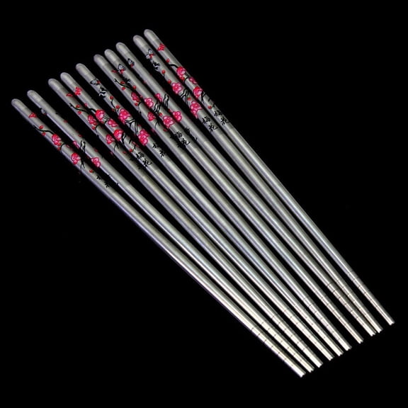 ELAYARD Steel Chopsticks Silver Stainless Steel Tableware All 5 Pairs