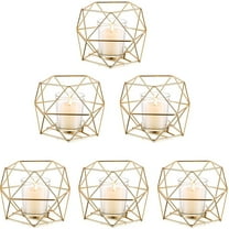 Sziqiqi Geometric Candle Holder for Chrismas Thanksgiving Decor Tealight & Votive Candles with Glass for Table Centerpiece Set of 6, Gold