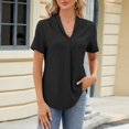 thumbnail image 5 of Kcolen Vneck Cap Sleeve Tops for Women V Neck Summer Short Sleeve Regular Comfy Solid Color Tee Shirts Womens Business Casual Outfits,Black, 5 of 6