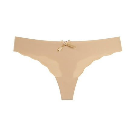 

Fashion Cotton Sexy Underpants Low-Rise Low Waist Panties Seamless Briefs Ice Silk Underwear G String Thongs BEIGE M