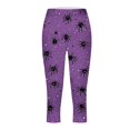 thumbnail image 4 of Bovemsi Womens Pants Casual Vacation Outfits for Women Purple High Waist Stretchy Halloween Graphic Yoga Pants, 7/8 Length Slim Workout Running Leggings M, 4 of 4