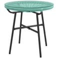 thumbnail image 1 of Round Rattan Outdoor Side Table with Tempered Glass Top, Light Green PE Wicker Accent Table with Powder Coated Metal Frame for Patio, Garden, and Backyard, 19.7" x 19.7" x 19.7", 1 of 7