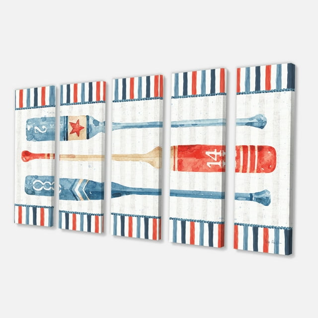 Designart - Watercolor Nautical paddles - Nautical & Coastal Canvas Artwork