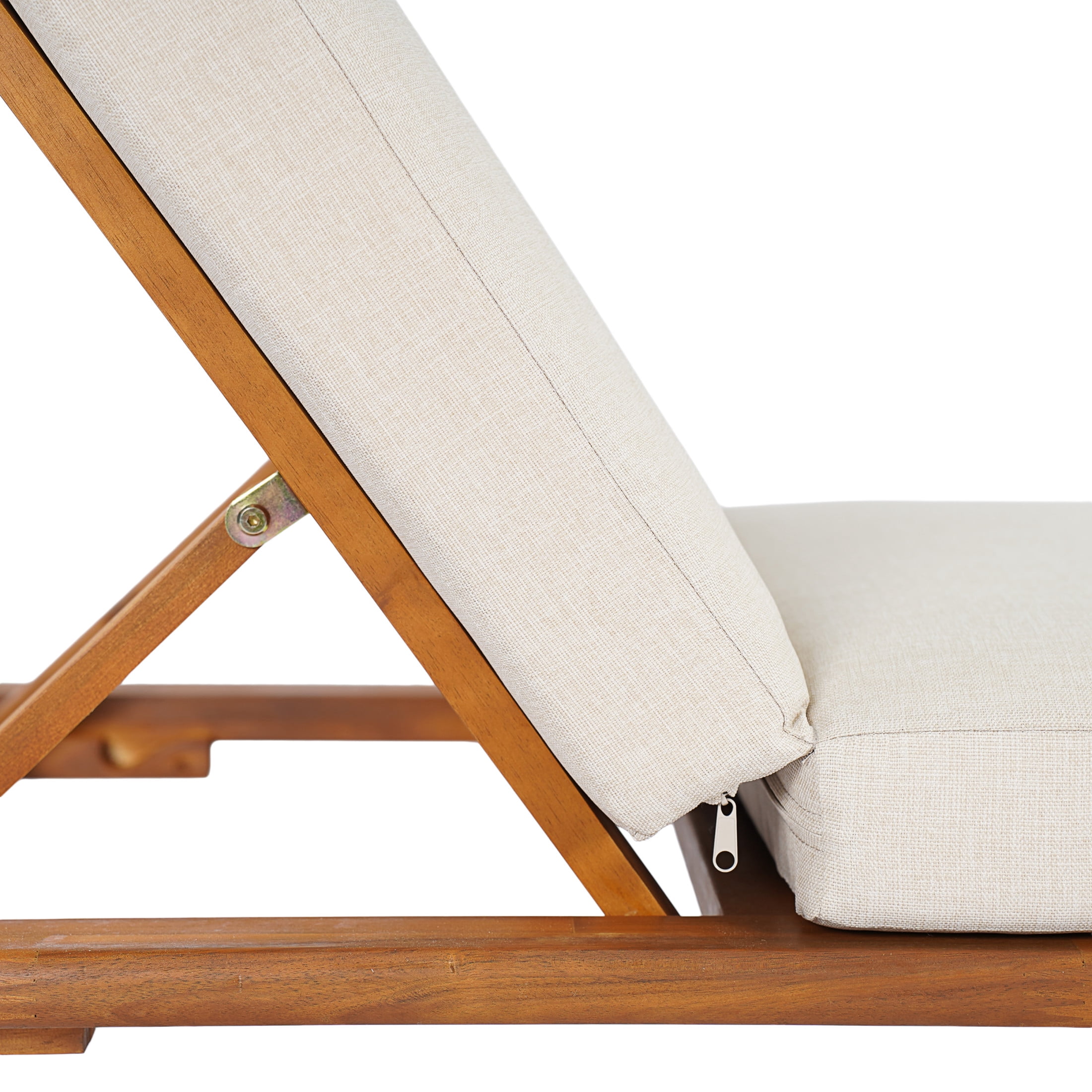 Christopher Knight Home Set of 4 Outdoor Chaise Lounges, Reclining Patio Loungers with Cushions, Teak + Beige