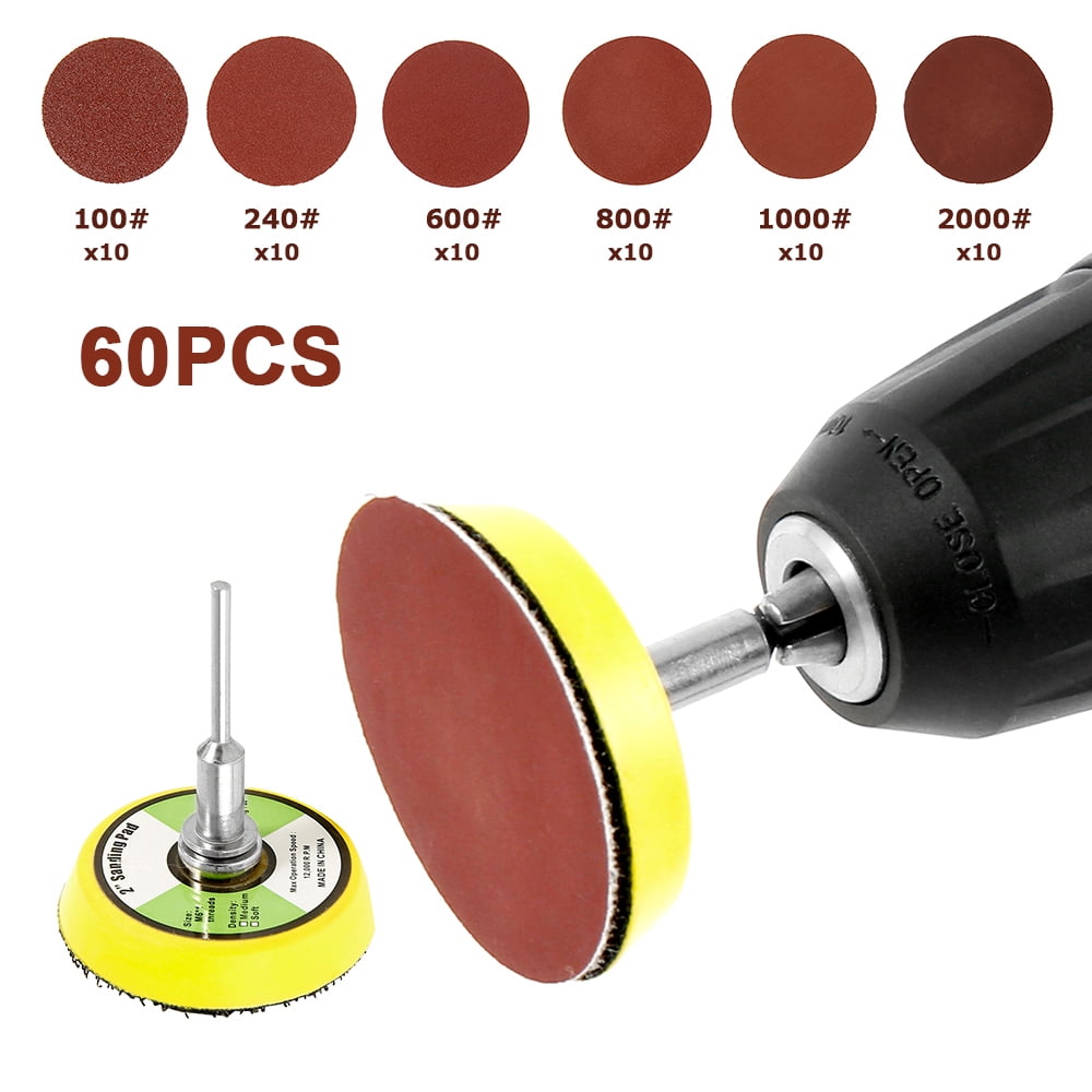 100-2000 Grits Sanding Discs Sandpaper Hook & Loop Backer Pad Drill Adapte New 