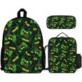 thumbnail image 1 of Bookbag Backpack 3 Pcs Set For Unisex Bookbag Bag For Unisex(Compatible With Cool green Video Game Weapon Gamer pattern), 1 of 6