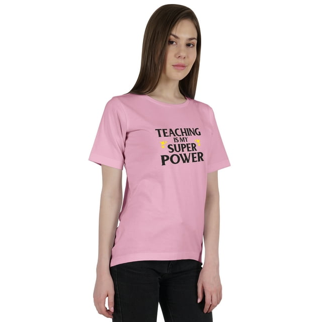 Inkmeso Haut Col Rond pour Femmes Enseignement Est Mon Super Pouvoir Citation Graphique T-Shirt