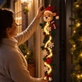 thumbnail image 5 of Festive Knit Reindeer Porch Decorations with Led Garland Lights, Hanging Outdoor Front Porch Decor for Seasonal Display, Joyful Indoor Christmas Decorations with Snowflake and, 5 of 7