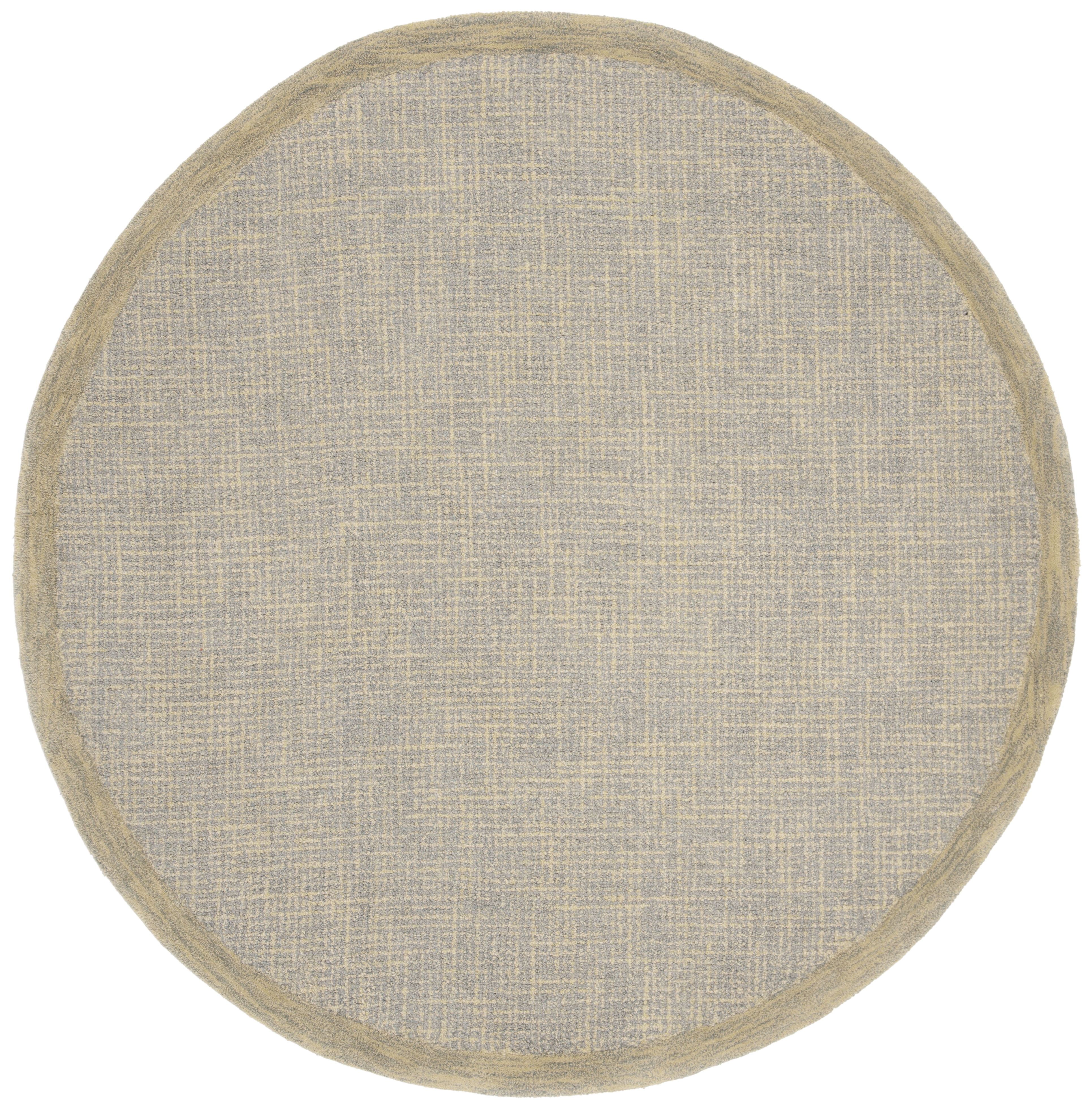 SAFAVIEH Abstract Clive Bordered Wool Area Rug, Gold/Gray, 6' x 6' Round