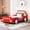 Red, variant on Twin Size Race Car Shaped Platform Bed with Wheels and Safety Rails, Blue