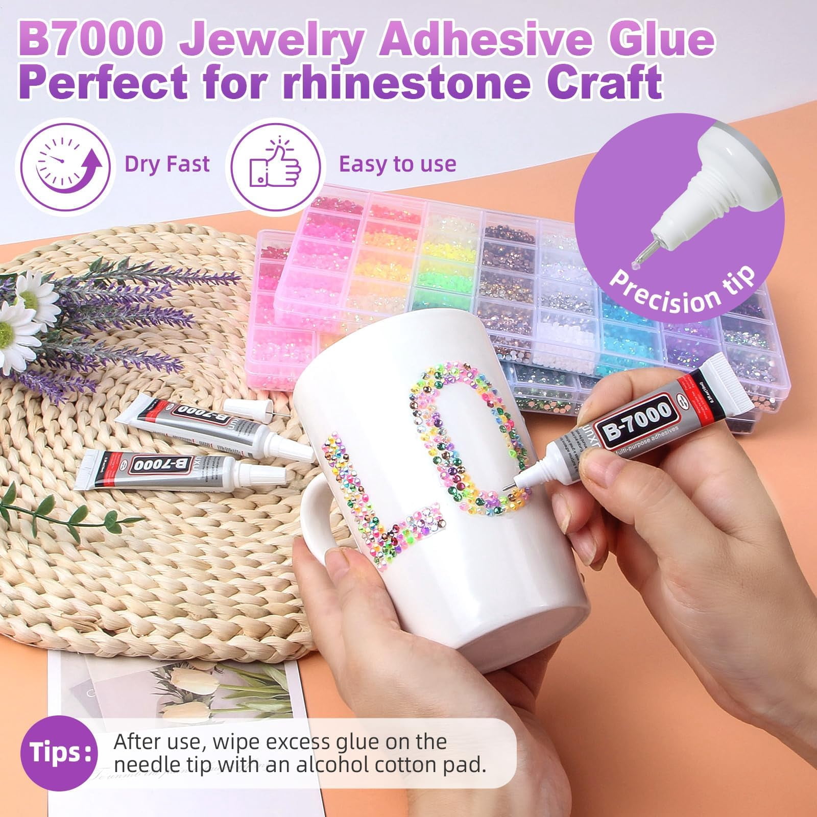 32000Pcs 40 Colors Resin Jelly Rhinestones for Bedazzling, 3mm Multicolor Flatback Gems for Crafting, Bedazzler Kit with 3Pcs 10ml B7000 Glue for Clothes Book Shoes Nails Art Makeup