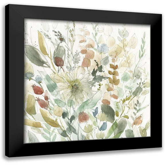Robinson, Carol 12x12 Black Modern Framed Museum Art Print Titled - Linen Wildflower