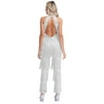 thumbnail image 3 of TiaoBug Women Sequin Latin Dance Jumpsuit Fringe Jazz Tango Rumba Salsa Ballroom Dance Rompers Silver 4XL, 3 of 7