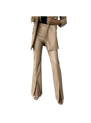 gvdentm Leather Pants Women's Curvy Fit Gabardine Bootcut Dress
