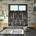 thumbnail image 4 of Yayeee Kitchen Curtains Tier Pair Light Filtering 27"x24" Rod Pocket Short Cafe Window Panel, Dark Flowers Pattern, 4 of 7