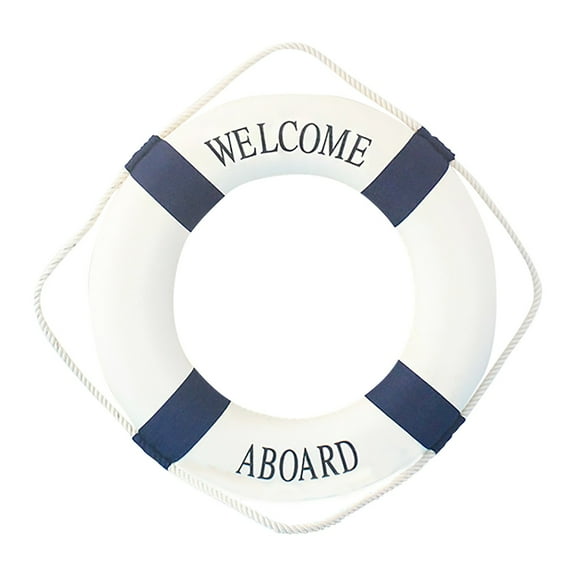 1Pcs Lifebuoy Wall Hanging Decor,Life Preserver Ring Decorative Welcome Aboard,Buoy Home Wall Nautical Decor,Mediterranean Style Decoration Nautical Ring Hanging Foam Lifebuoy Wall Decor,20Cm,Blue