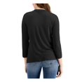 thumbnail image 2 of FEVER Womens Black Knit Ribbed Button Front Cardigan 3/4 Sleeve V Neck Button Up Top Plus XL, 2 of 3