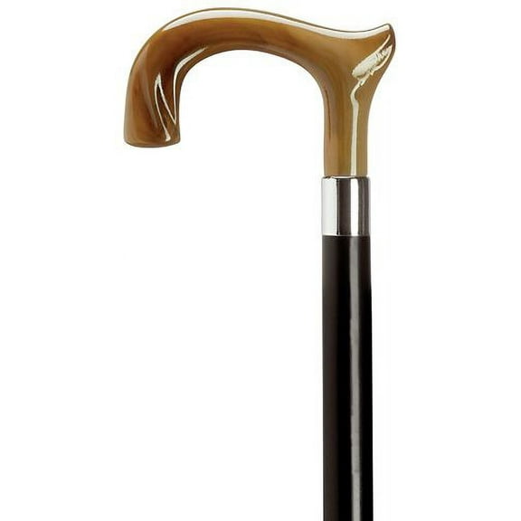 Walking Cane Ladies Derby Cane Black Maple Shaft, Horn Handle