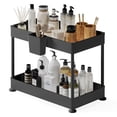 thumbnail image 2 of Storagebud  2 Tier Non-Slip Grip Kitchen Under Sink Organizer - Bathroom Cabinet Organizer with Utility Hooks and Side Caddy 2 Pack - Black, 2 of 5
