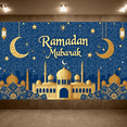 thumbnail image 5 of Ramadan Themed Decorative Background with Golden Mosques Crescent Moons Stars and Lanterns Banner Party Supplies for Ramadan Celebrations Family Gatherings Community Events Islamic Festivities, 5 of 8