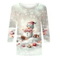 thumbnail image 5 of Craaazy Christmas Shirts 3/4 Sleeve Casual Round Neck Womens Shirts Christmas Printing Blouse Gifts for Women, 5 of 5