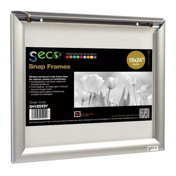 Seco 18 x 24 in. Front Load Easy Open Snap Poster-Picture Silver Anodized Aluminum Frame