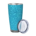 thumbnail image 2 of Fotbe Blue Glitter Pattern 20 oz Tumbler Stainless Steel Vacuum Insulated Coffee Ice Cup Double Wall Travel Flask Leak-proof Coffee Cup-Straw Three-piece Set, 2 of 8