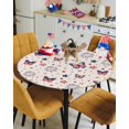 thumbnail image 4 of Independence Day Blue Red Butterfly Fitted Round Tablecloths Elastic Edged Table Covers 36"-44",Patriotic Star on Burlap Linen Waterproof Dining Room Table Cloth for Kitchen Holiday Party Tables, 4 of 6