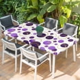 thumbnail image 2 of Purple Polka Dots Table Cloths for 5 Foot Rectangle Tables, Modern Abstract Art Patio Waterproof Elastic Fitted Tablecloths, Washable Rectangular Table Cover for Camping, 2 of 8