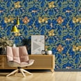 thumbnail image 4 of VEELIKE 17.7''x118'' Vintage Floral Wallpaper Blue Bird Damask Floral Peel and Stick Wallpaper Boho Removable Wallpaper Self Adhesive Blue Contact Paper for Bathroom Walls Cabinets Shelves Backsplash, 4 of 9