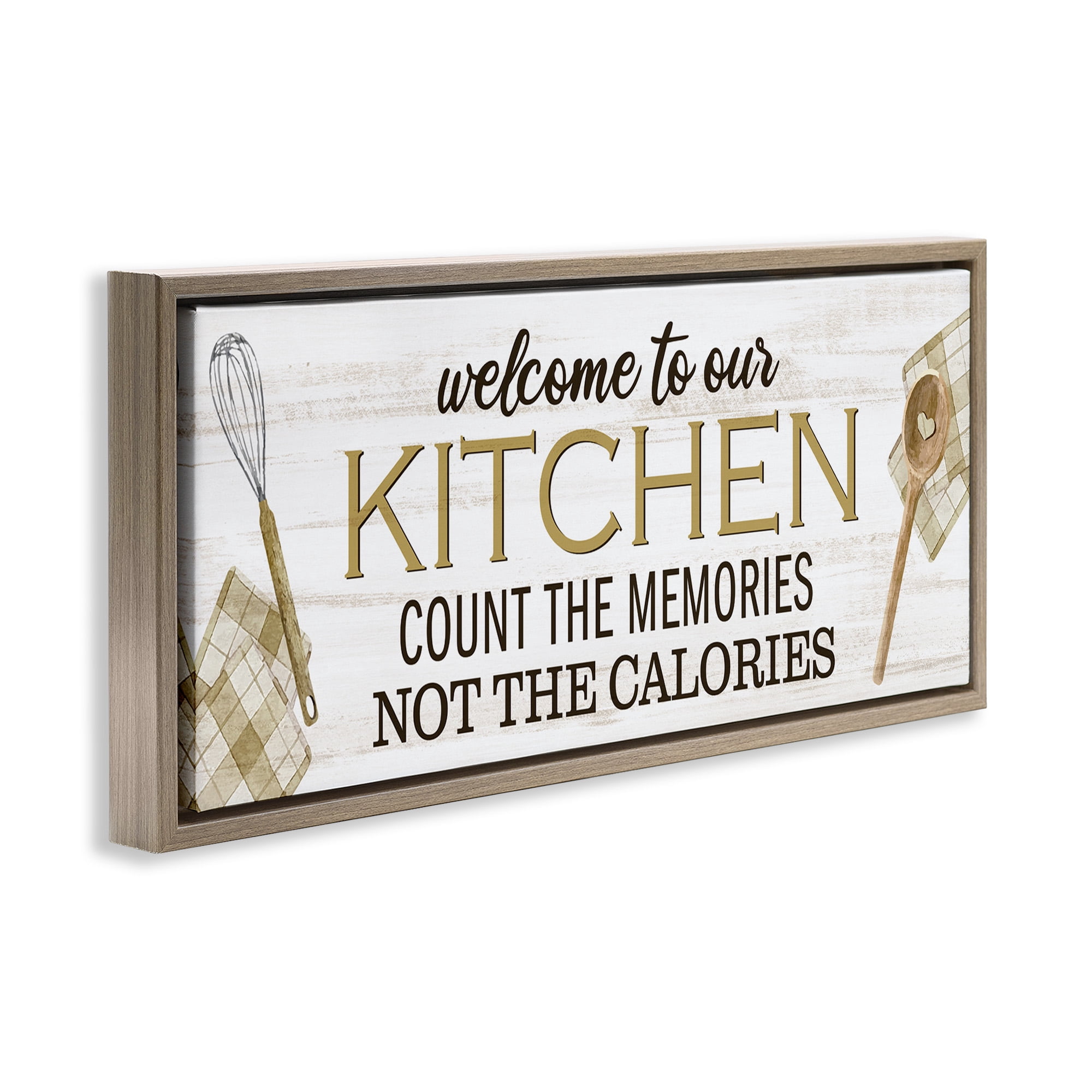 Stupell Industries Count Memories Not Calories Food & Beverage Painting Brown Floater Framed Canvas Art Print Wall Art, 15 x 31