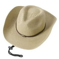 thumbnail image 2 of PMVFHDE Unisex Solid Ribbon Cowboy Straw Hat Cowboy Hat Cow Head Design Breathable Sunshade For Fashion And Outdoor Beige, 2 of 4