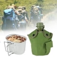 thumbnail image 5 of BeGrit Military Canteen Army Canteen WWII US G.I. Style Canteen Kit with Aluminum Cup Stainless Steel Foldable Spoon Fork for Hiking Backpacking Camping, 1 Quart Green, 5 of 6