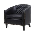 thumbnail image 6 of Accent Barrel Chair Living Room Chair With Nailheads And Solid Wood Legs Black Pu Leather, 6 of 10