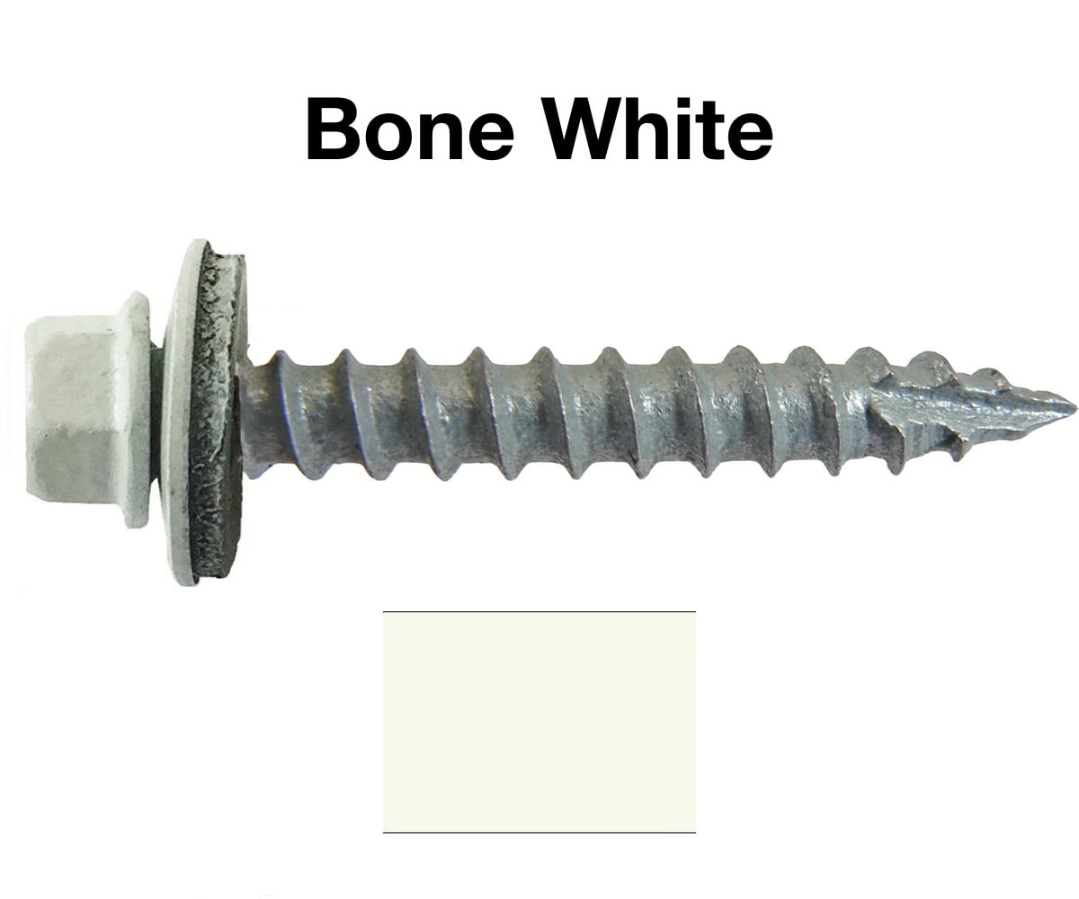 Buy 14 Metal ROOFING SCREWS 250 Screws x 112 BONE WHITE Hex Washer