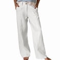 thumbnail image 2 of Kelon Women's Casual Pants, Women Cotton Linen Wide Leg Pants High Waisted Spring Summer 2026 Business Casual Outfits Slacks Trousers Dressy Palazzo Pants Pockets, S, 2 of 6