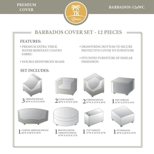 TKC Barbados 12 Piece All Weather Cover Set in Beige