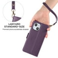 thumbnail image 3 of Compatible with iPhone 13 Wallet Case with Credit Card Holder & Cash Slot, RFID Blocking Durable PU Leather Flip Magnetic Protective Stand Cover Wrist Strap Women Men,Darkpurple, 3 of 6