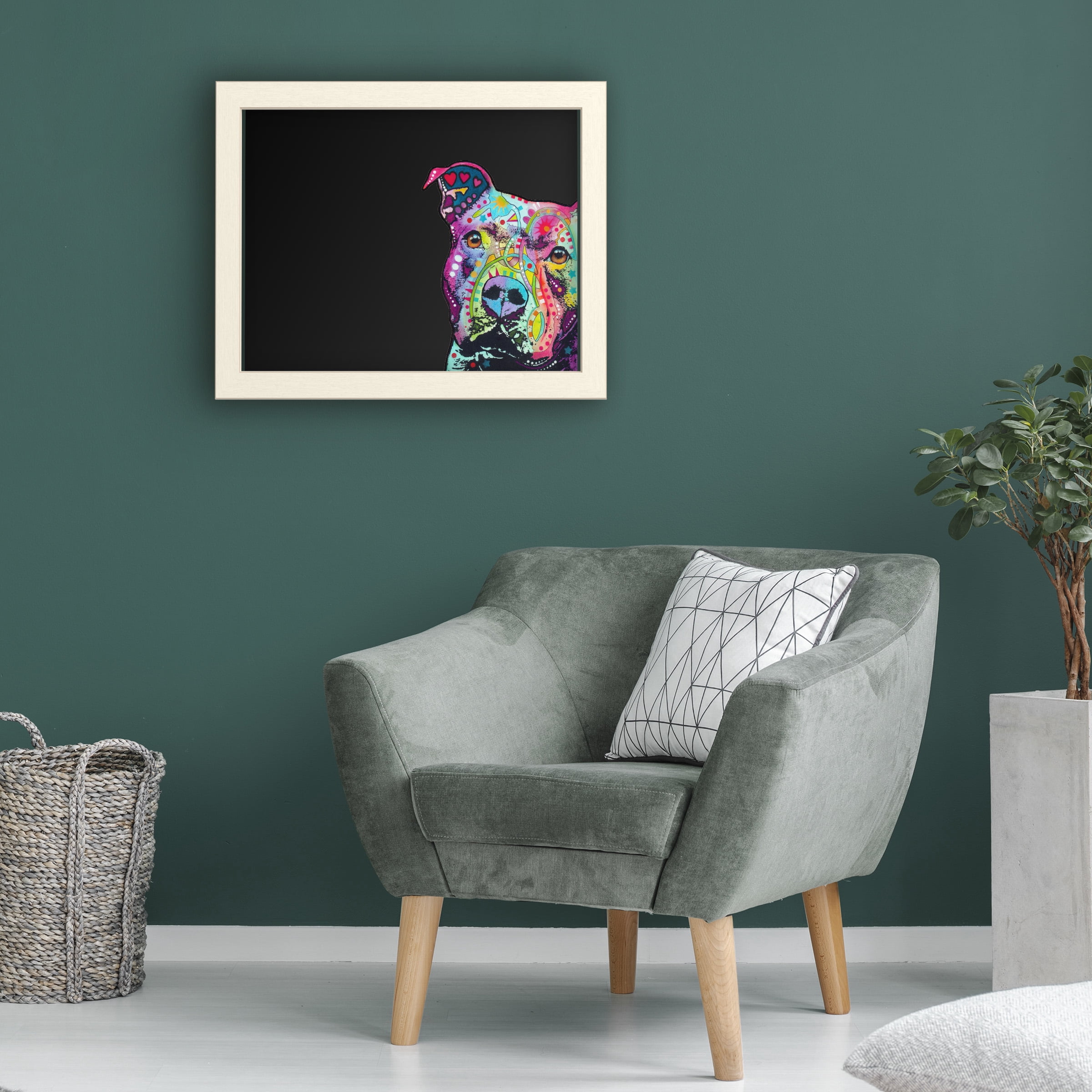 Functional Chalkboard with Printed Artwork - Dean Russo 'Thoughtful Pitbull' Chalk Board W